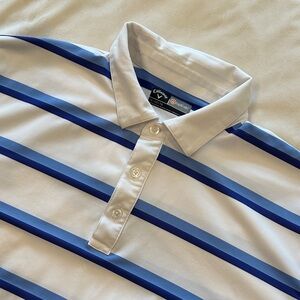 Callaway Men's Polo with White and Blue Stripes